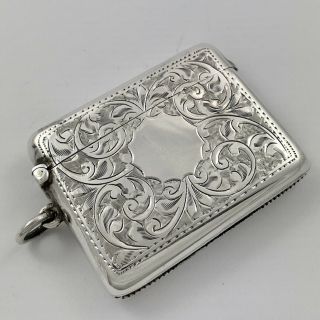 Antique Large Heavy Sterling Silver Vesta Case Birmingham 1919 - 41g