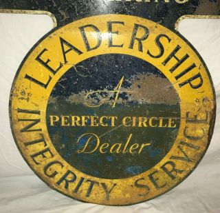 ANTIQUE PERFECT CIRCLE TIN LITHO SIGN VINTAGE GAS OIL CAR AUTO SERVICE STATION 3