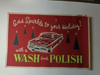 Vintage 1950s Car Service Poster Litho Paint Co Sign 38 " X 25 " 15