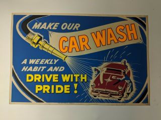Vintage 1950s Car Service Poster Litho Paint Co Sign 38 " X 25 " 11