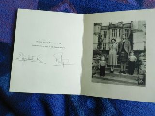 Queen Elizabeth Ii And Prince Philip Rare 1952 Christmas Card