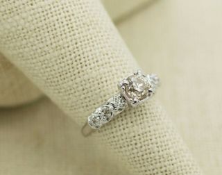 Antique 14k White Gold 0.  81ct Old Mine Cut Diamond Engagement Ring 9