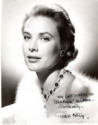Former Oscar Winner Actress & Monaco Princess Grace Kelly,  Signed Vintage Photo