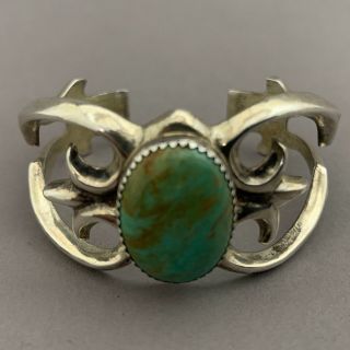 Mae Bia Vintage Navajo Sterling Silver Green Turquoise Cuff Bracelet 7