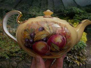 Large Rare Aynsley Orchard Gold Teapot A/f