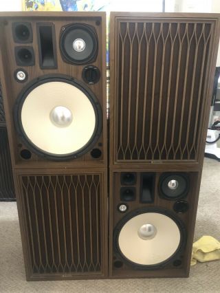 Set Of 4 (2 Pair) Kenwood Kl - 888d Vintage Floor Speakers Audiophile 5 Way/6