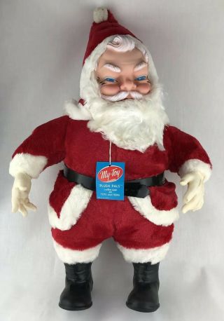 Vintage Plush Santa Claus My Toy Co 23 " Tall Rubber Face With Tag