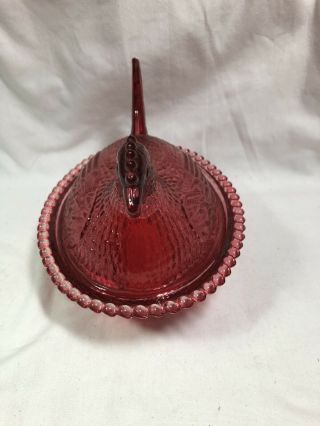 Vintage Indiana Glass Cranberry Hen on Nest 2