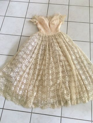 Vintage / Antique Cream Lace Full Dress Xs / S