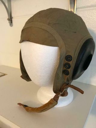 Ww11 Us Army Air Force Aaf Pilot Flying Helmet Cap Type An - H - 15 Size Medium