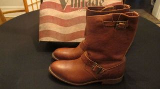 Vintage Shoe Co Veronica Peanut Bison Brown Leather Ankle Boots Sz 9.  5 Nwb
