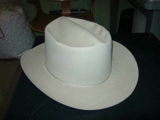 Vintage Stetson 7x Sz 7 3/8 Cream Colored Cowboy Hat Clear Beaver W/ Orig Box