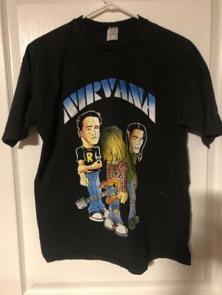 Nirvana Vintage Cartoon Teen Spirit Concert Tour Shirt Rare Kurt Cobain