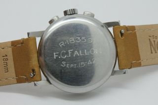 VINTAGE 1940 ' s Tissot Mens 32.  5mm Steel Chronograph Lemania 13CH Redone Dial 7