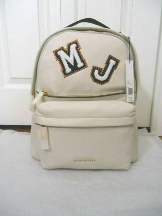 Auth Marc Jacobs $595 Varsity Pack Large Leather Backpack,  Vintage White