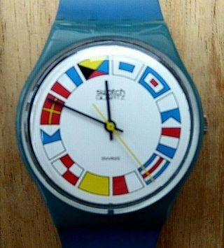 Vintage Swatch 12 Flags 1984 With Strap And Box