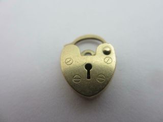 Heart Padlock Charm Clasp Findings 9k Gold Vintage English 1984.  Tbj07936