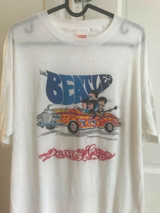 The Beatles Vintage Drive My Car T Shirt 1987 Made In Usa