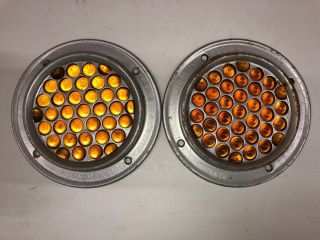 Pair Bolser Vitralux Amber Glass Reflector Marble Vintage Truck Dodge Chevy Ford