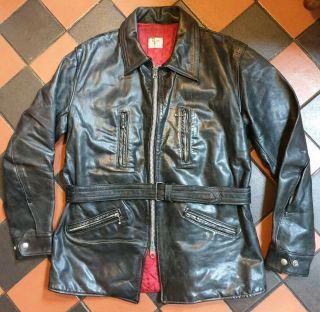 Lewis Leathers,  D Lewis Black Arrow Leather Motorcycle Jacket Vintage
