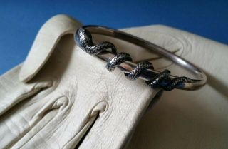 Vintage Art Deco Sterling Silver Snake Design Quality Detailing Bangle Bracelet