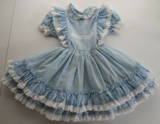 Betty Oden 6 Better Made By Vintage Dress Blue Polka Dot Ruffle Lace Pageant