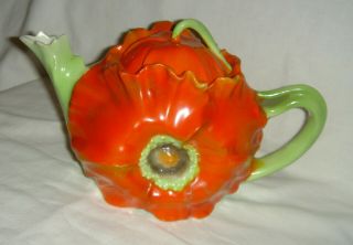 Lovely Antique / Vintage Royal Bayreuth Porcelain Rare Red Poppy Teapot