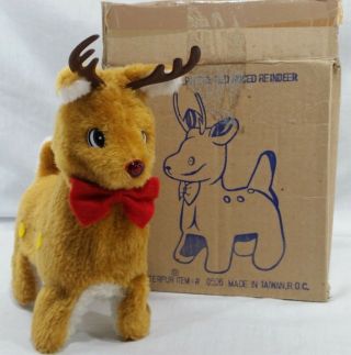 Vintage Rudolph The Red Nose Reindeer Plush Toy Walking Light Up Christmas