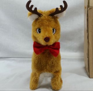 Vintage Rudolph the Red Nose Reindeer Plush Toy Walking Light Up Christmas 5