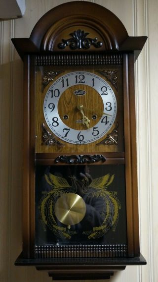 Vintage Jupiter 31day Wall Clock Hour And Half Hour Strike With Key And Pendulum
