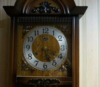 Vintage JUPITER 31Day Wall Clock Hour and Half Hour Strike With Key and Pendulum 4
