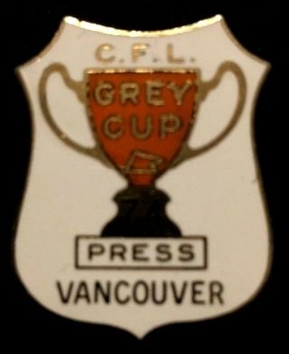 Vintage 1974 Grey Cup Cfl Football Press Pin Media Montreal Vs Edmonton Eskimos