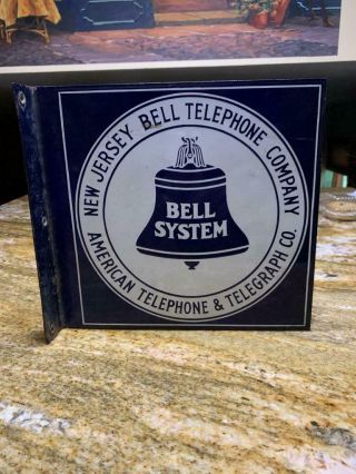 Vintage Jersey Bell System Telephone Enamel Sign Double Sided 1921