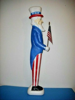 Vintage Uncle Sam 4th Of July Blow Mold With Flag,  36 " Tall By Don Featherstone