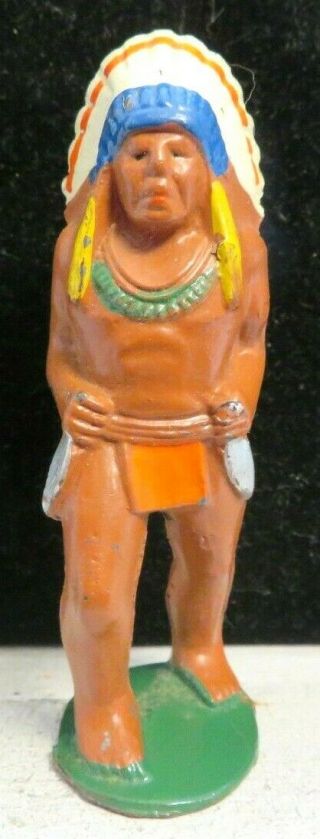 Vintage Manoil Lead Toy Figure Indian With Knives M - 038 Near