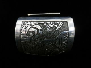 Vintage Navajo Bracelet - Sterling Silver - Storyteller Wide Cuff 4