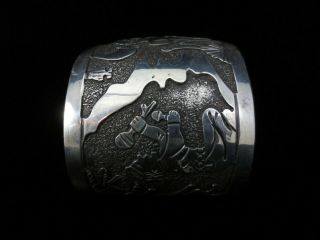 Vintage Navajo Bracelet - Sterling Silver - Storyteller Wide Cuff 6
