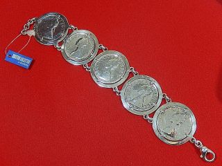 Massive Designer Dyadema Italy 925 Sterling Silver Huge Coin Bracelet 84g Nwt