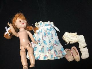 VINTAGE VOGUE GINNY DOLL - Braided Red long Hair - Straight Leg WALKER 7