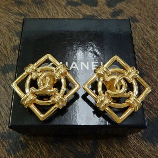 Chanel Gold Plated Cc Logos Vintage Clip Earrings 4501a Rise - On