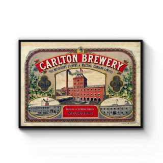 Vintage Carlton United Brewery Advert Melbourne Art Poster Print: A4 - B1 Framed
