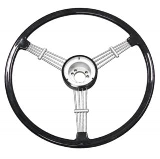 Empi 79 - 4059 Banjo Style Black Vintage 3 Spoke Steering Wheel,  15 - 1/2 