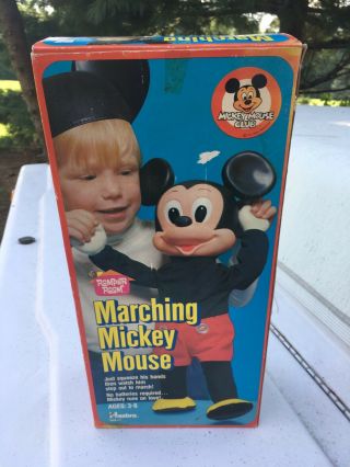 Vintage Walt Disney Production Marching Mickey Mouse Stuffed Doll Hasbro Box