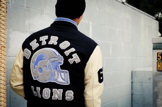 Beverly Hills Cop Axel Foley Detroit Lions Vintage Wool/leather Jacket All Sizes