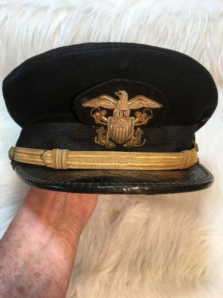 Vintage Wwii Us Navy Usn Sailor Naval Uniform Service Wool Uniform Cap