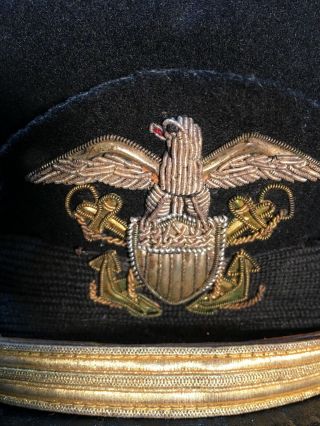 Vintage WWII US Navy USN Sailor Naval Uniform Service Wool Uniform Cap 2