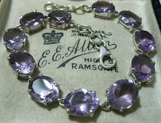 Vintage Style Jewellery Sterling Silver & Amethyst Link 8 " Bracelet