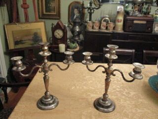 Extra Large Silver Heavy Plated Candelabra 14 1/2 X 12