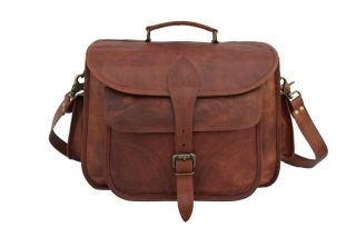 13 " Vintage Leather Dslr Camera Bag Briefcase Messenger Satchel Shoulder Handbag