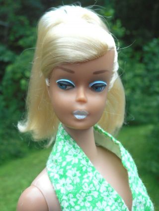 Vintage Platinum Swirl Barbie Doll In Handmade Halter Dress & Clone Tennis Shoes